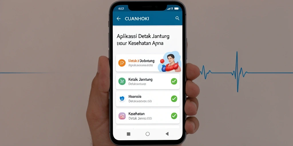 Tampilan antarmuka aplikasi CUANHOKI yang intuitif untuk detak jantung.