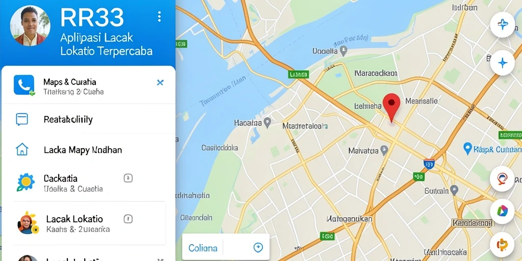 Antarmuka aplikasi RR33 yang jelas dan sederhana untuk Lacak Lokasi.