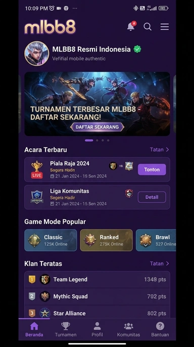 Tampilan kanal resmi mlbb8